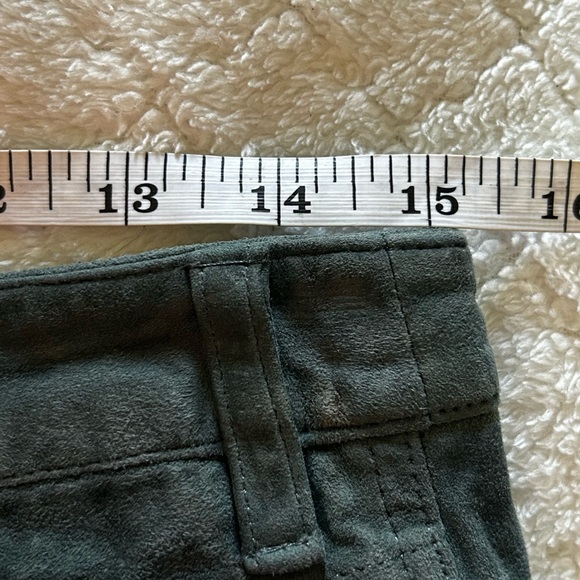 Free People RARE Real Leather Suede Micro Mini Shorts Blue Green Size 6 - Picture 7 of 9